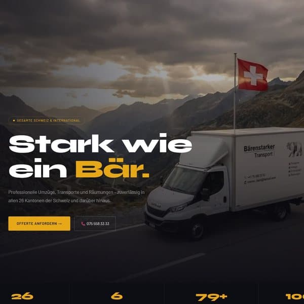 Startseite der Website von Bärenstärker Transport GmbH